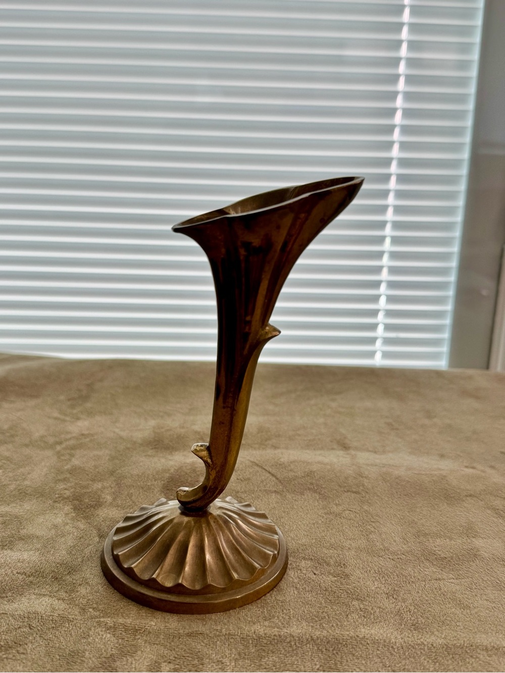 Vintage Brass Calla Lilly Bud Vase - Art Deco Style Brass Accent